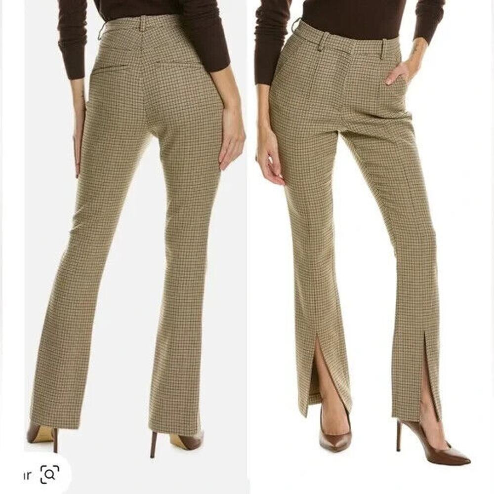 A.L.C. NWT Women's Split Leg Edwin Dress Pants Brown Plaid Size 6 - Picture 7 of 7